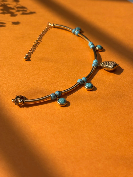 18kt Gold Plated Turquoise Fish Charm Bracelet