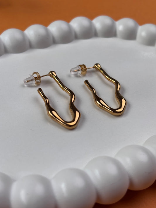 18kt Gold Plated Asymmetrical Hoop Earrings