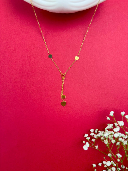 18kt Gold Plated Heart Lariat Necklace